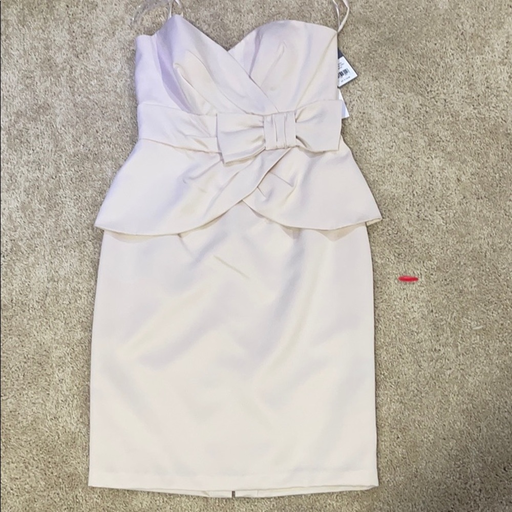 Beige strapless Donna Ricco dress